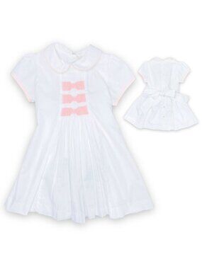 NWT Dondolo White + Pink Embroidered Smocked Dress + Bloomers Outfit Set 24m